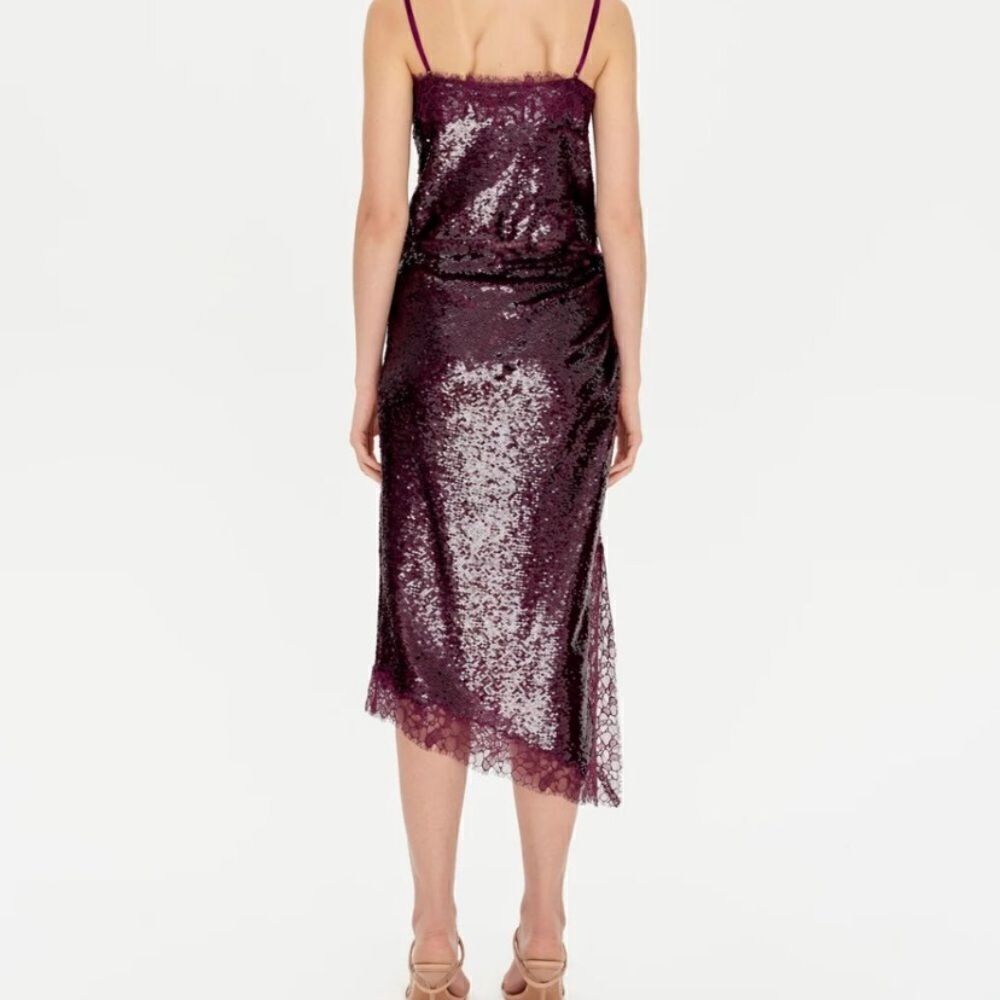 NWT Simkhai Amrita Midi Purple Skirt Sequin Embellishment High Waist Size 0 - Picture 3 of 17